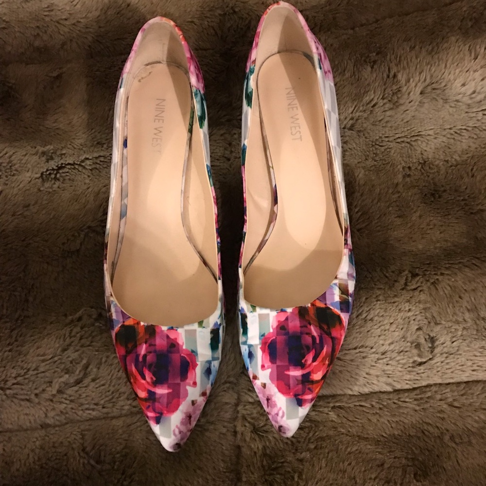Nine West floral heels